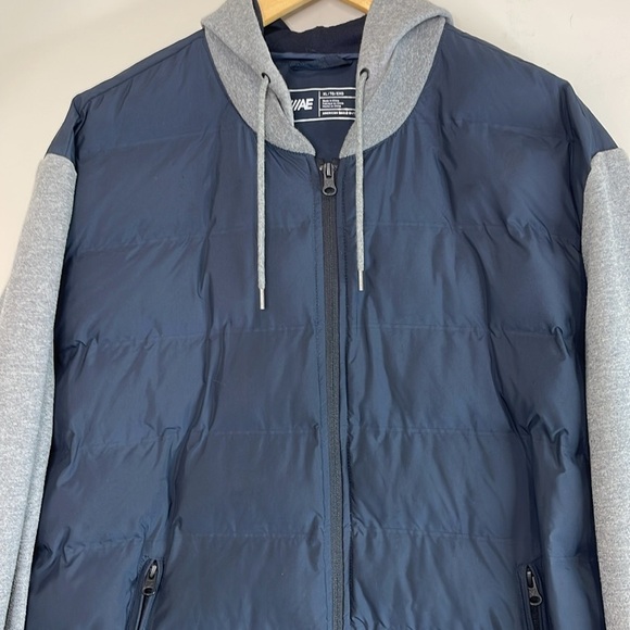 American Eagle Men’s Puffer Varsity Bomber Jacket Navy Blue Grey Lightweight XL - Picture 3 of 12
